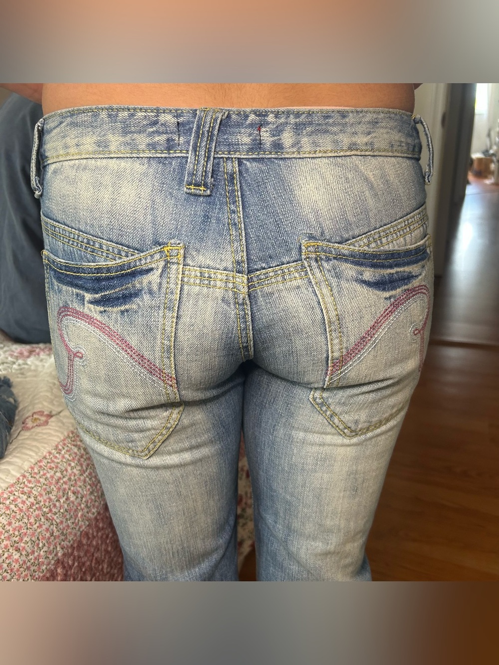 Miss Sixty Light Blue Skinny Jeans with Pink Embroidered Back Pockets